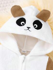 SHEIN 新生儿熊猫耳朵刺绣连体衣，可爱连体睡衣 - 彩色 - 查看 7