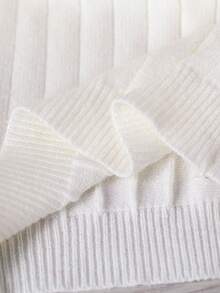 SHEIN 男童粗针织半拉链高领毛衣，休闲套头衫，适合居家、外出和聚会，秋冬，奶油白色 - 米色 - 查看 8