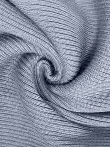 EMERY ROSE Women's Elegant Solid Color V-Neck Button Decor Bodycon Sweater Dress, Autumn/Winter - Grey - View 7