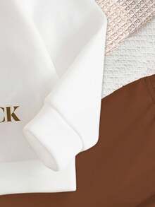 Young Girl 1pc Bear & Slogan Graphic Drop Shoulder Thermal Lined Sweatshirt & 1pc Leggings - Multicolor - View 6