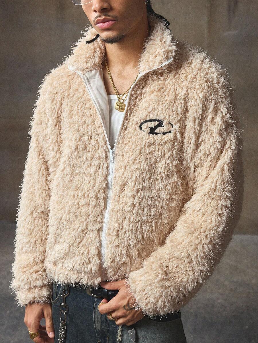 AXEPEAK Áo khoác nam dệt thời trang, tay dài, thường ngày, dành cho mùa thu, đông - Màu be - Xem 1