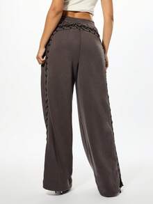 SUMWON WOMEN Halloween Baumwolle Oversized Schnürdetail Jogginghose mit seitlichem Kontrast Jogginghose für lässige Freizeitkleidung