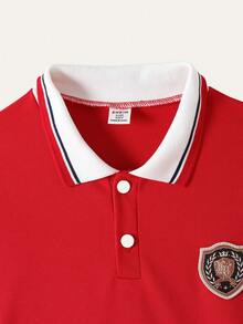 Casual Sports Collegiate Half-Open Collar Short Sleeve Polo Shirt With Small Horse Embroidery, All-Match Comfortable Design Suitable For Outings, School, Holidays, Gatherings, Home, Spring, Summer, Getaways, Holidays, Travel, Relaxation, Sunbathing 2025 Back-To-School Season Kids College Outfits And Campus Sportswear