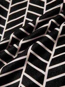 SHEIN Clasi 女式圆领针织弹力修身长袖黑色格子几何图案撞色金属纽扣优雅日常休闲通勤迷你连衣裙，秋冬