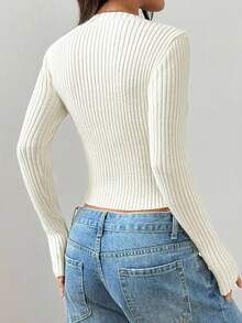 SHEIN Franclia New V-Neck Long Sleeve Ribbed Slim Fit Pullover Sweater For Women Fall Winter Cloth For Women - Apricot - View 2