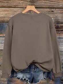 EMERY ROSE 女士休闲“COFFEE”字母印花运动衫