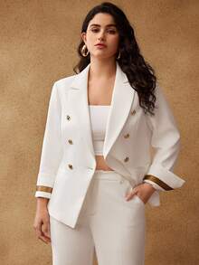 MOTF PREMIUM PLUS SIZE WOMEN CASUAL COMMUTE DAILY CHIC FLARE LEG SUIT PANTS - White - View 1