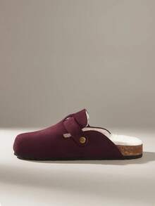 Solecia Casual Everyday Versatile Simple Flat Plush Lined Slide Slippers For Christmas