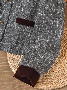 Rusticease 女士优雅圆领长袖单排扣夹克，秋季 - 彩色 - 查看 3