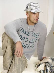 STEELVANCE Suéter holgado de cuello redondo de manga larga de estilo casual y urbano para hombres, otoño e invierno