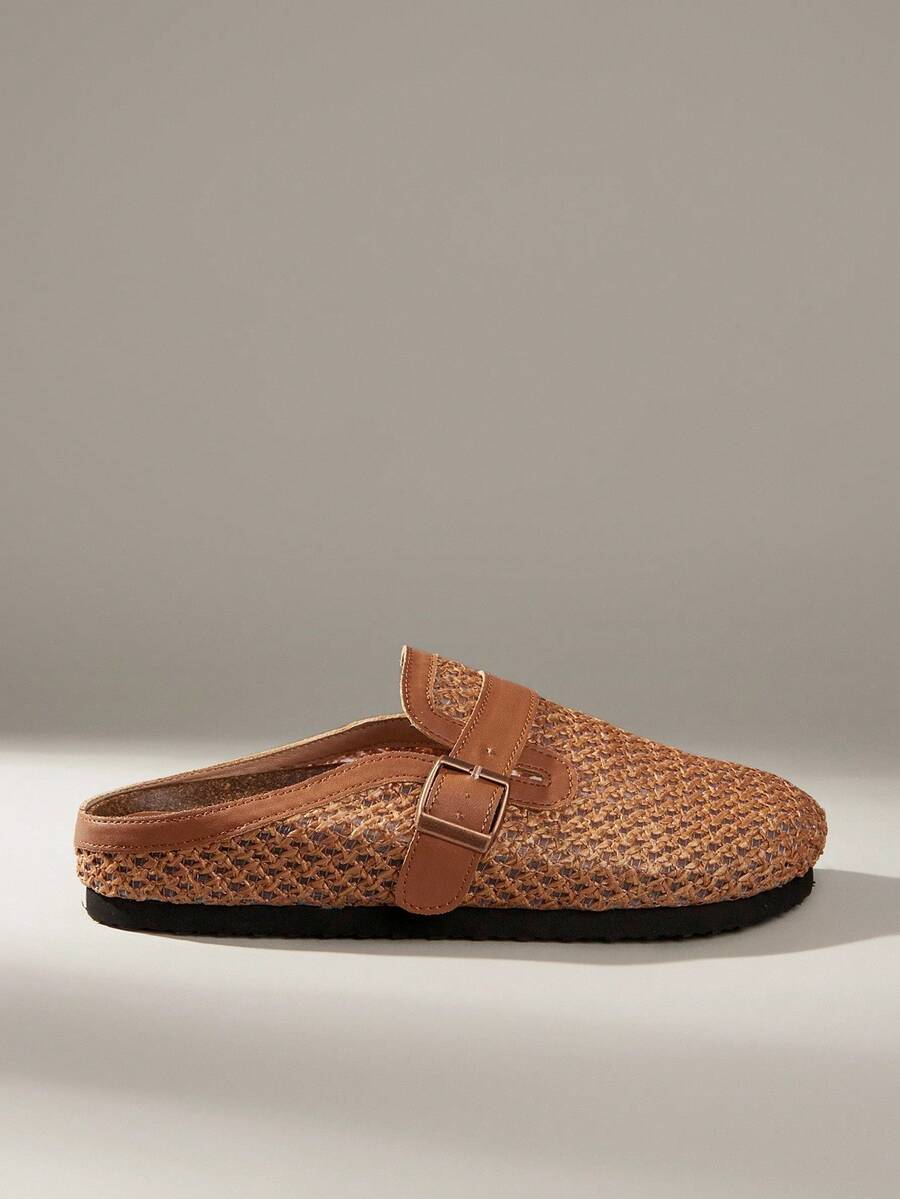 Solecia Spring/Autumn New Thick Sole Slip-On Mule Shoes, Closed Toe Flat Shoes - Brown - View 1