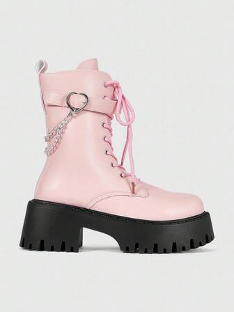 Grunge Punk Botas de motocicleta con cordones de estilo gótico punk rock oscuro para mujeres, botas de plataforma con tacón grueso y botas de tobillo cortas