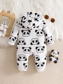 Cozy Pixies Neonato Maschio Tutina con Cappuccio a Orecchie di Orso cartoni animati e Pantaloni Spessi in Pile