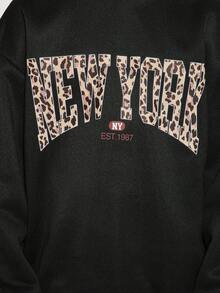 Radiana Tween 女童休闲厚连帽长袖运动衫，适合秋冬季 - 黑色 - 查看 6