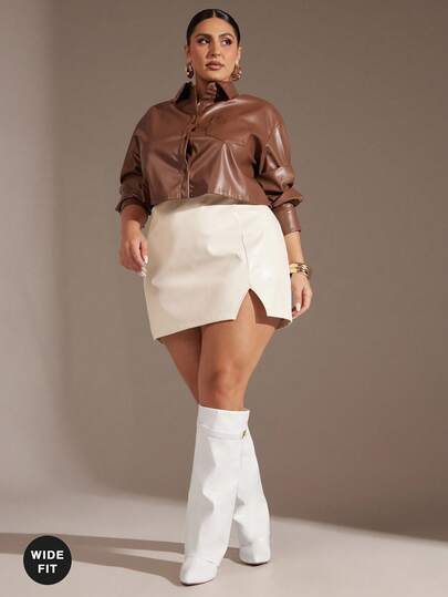 SHUZIA Women's Wide-Calf Knee High Fold Over Pointy Toe Wedge Boots For Christmas