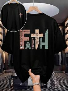 Manfinity Dauomo Áo thun cổ tròn in họa tiết California sống động, thoáng khí, mềm mại, tay ngắn, thường ngày, mặc ngoài trời - Áo sáng tạo thường ngày dành cho nam - màu đen - Xem 1