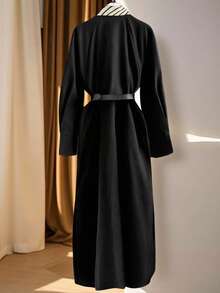 Franclia 优雅高端女神风连衣裙，女士2025秋冬新款高品质收腰长裙 - 黑色 - 查看 2