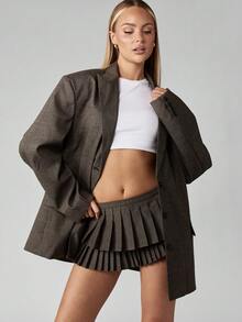 MISSGUIDED 女士超大宽松西装外套双层褶皱迷你裙商务办公室工作专业婚礼面试冬秋季正式夹克裤套装 - 彩色 - 查看 5