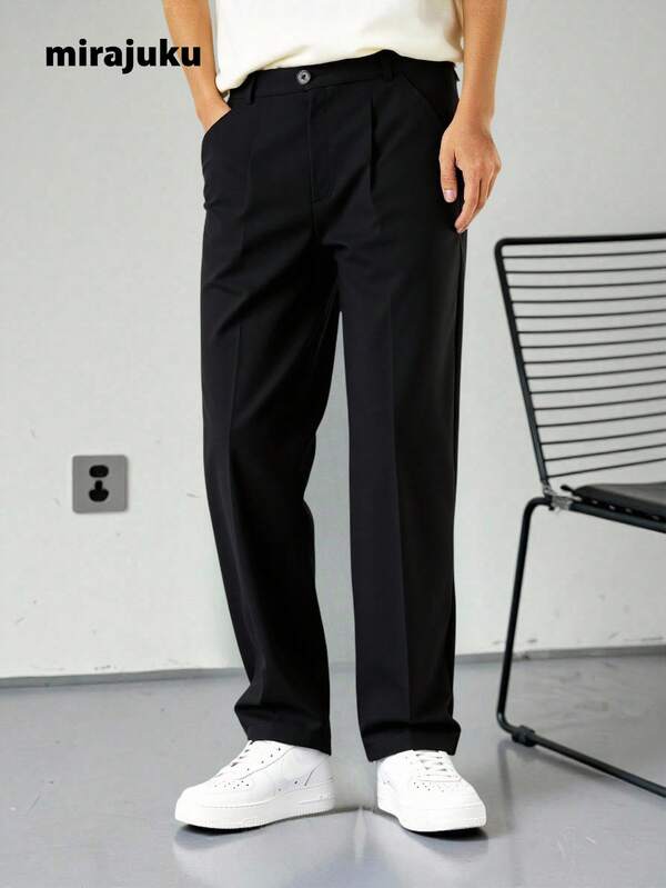 SHEIN Teen Boy Elegant Solid Color Straight Suit Pants