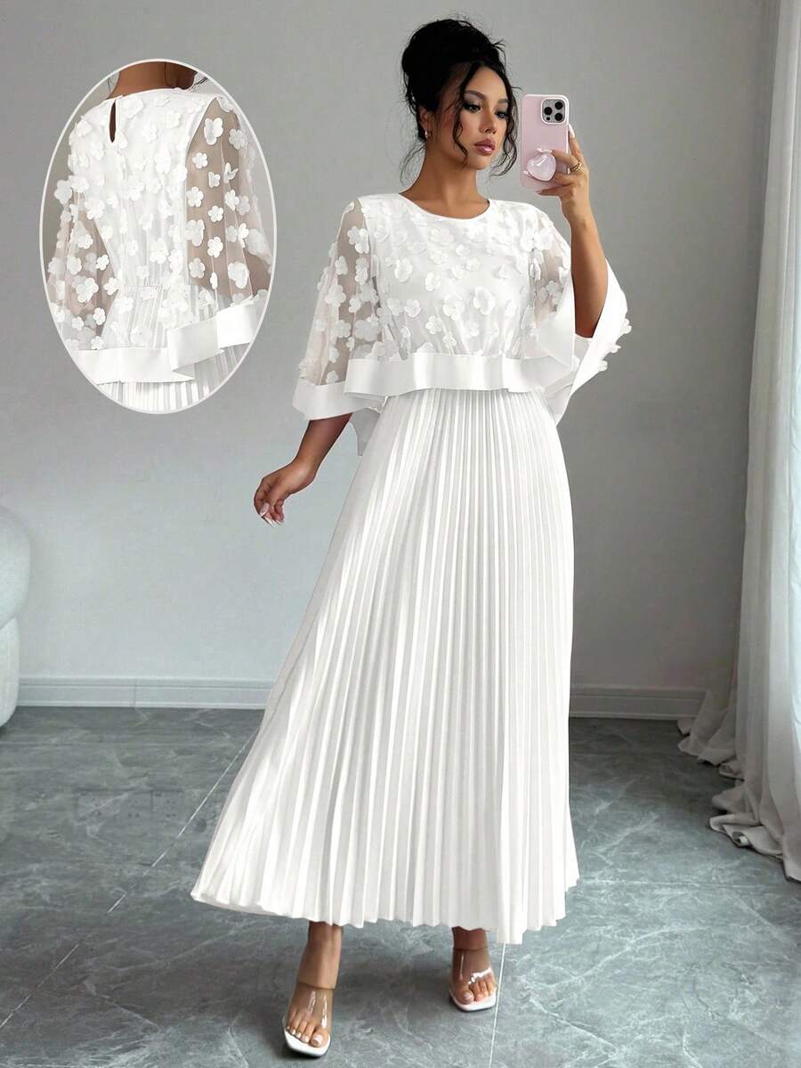 Elenzga Váy cưới/tiệc sinh nhật/sự kiện dành cho nữ, phù hợp cho mùa thu - trắng - Xem 1