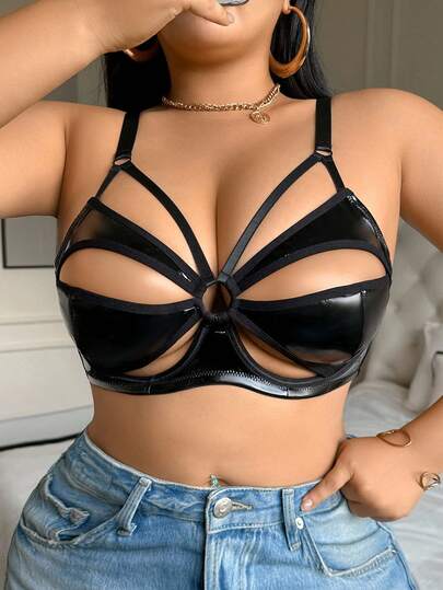 Plus Size Women Solid Color Hollow Underwire Thin Cup Comfortable Bra Lingerie