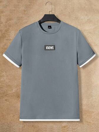 Manfinity NXTstreet Men Letter Graphic Contrast Trim Tee, Summer