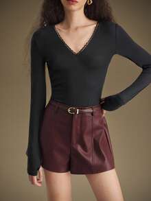 Ontre Bodyduit de encaje elegante 2025, adecuado para 5-15°C, prenda para capas para el trayecto y uso diario, otoño - Negro - Ver 1