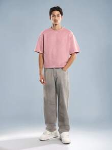 PLAYBOY X SUMWON 优质宽松短款 T 恤基本款针织基本款经典街头风格休闲都市时尚简约现代短款超大夏季 T 恤 - 粉色 - 查看 5