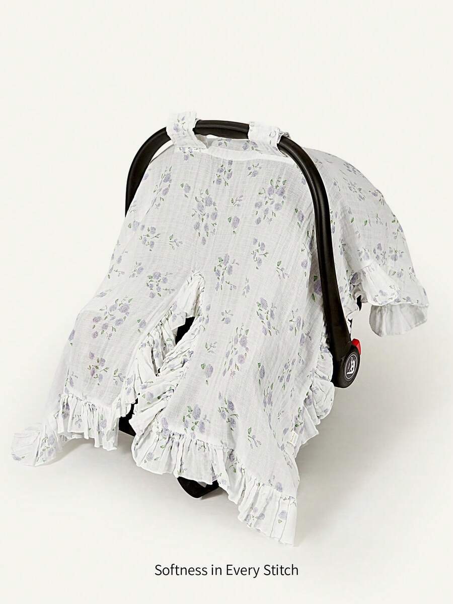 Cozy Pixies 1 Piece Stroller Accessories, Stroller Cover, Lace Crepe Floral Pattern, Sun Protection, Removable Car Cover. - Multicolor - View 1