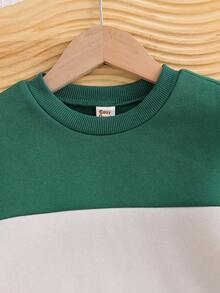 Cozy Pixies 男婴撞色圆领长袖套头卫衣，百搭舒适的秋冬女童服装