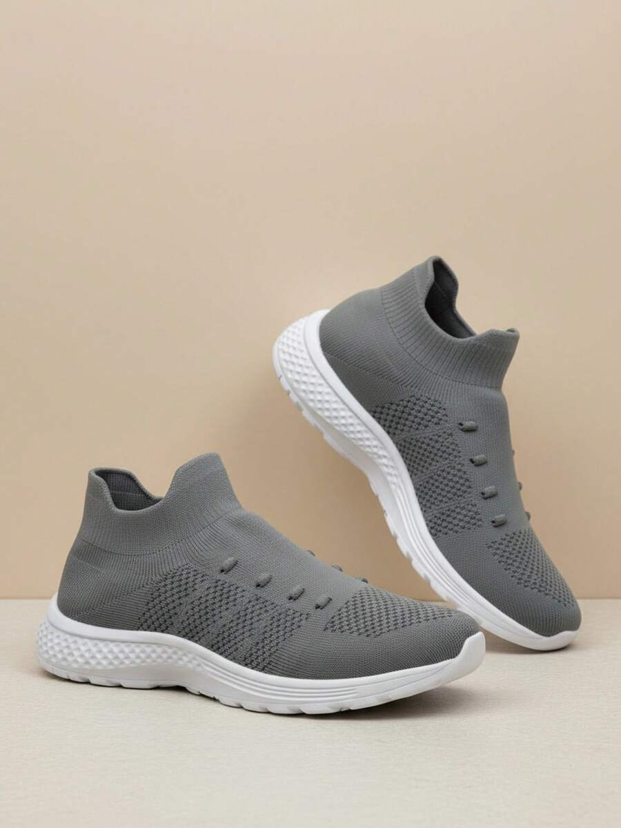 Tenis Slip-On para Hombre Cómodos Ligeros Sin Agujetas Calzado Deportivo Casual Urbano para Paseos Trabajo Escuela Entrenamiento Diario Transpirables Flexibles Modernos Juveniles y Versátiles - Gris Oscuro - Ver 1