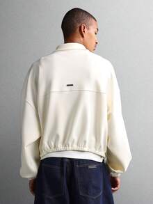 SUMWON Áo khoác lặn cao cấp dáng crop fit họa tiết hoa nổi kiểu áo khoác ngoài thời trang thu đông khóa kéo phía trước tối giản sang trọng - Màu be - Xem 2