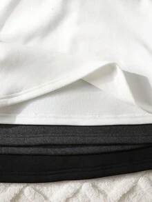 SHEIN Bộ 3 áo thun dài tay cổ cao giữ nhiệt có gân cho bé gái tuổi teen, màu đen/trắng/xám, thích hợp mặc mùa thu/đông. - Nhiều màu - Xem 6