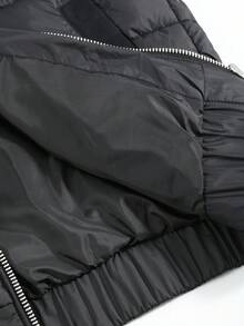Manfinity Homme Abrigo con capucha con cremallera y acolchado, de color sólido, informal, para otoño/invierno para hombres - Negro - Ver 8