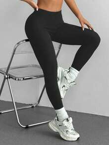 DAZY 紧身打底裤，可内穿或外穿，秋冬女士羊毛紧身裤 - 黑色 - 查看 6