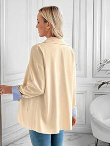 SHEIN Locker geschnittene, mittelange gestreifte Patchwork-Umstandsjacke, geeignet für Frauen