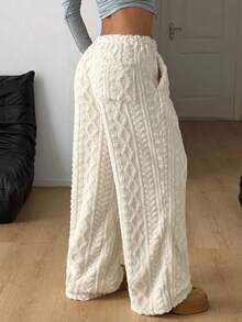 Coolane Women's Casual Front Tie Plaid Pocket Trousers,Winter,Fall,Fall Clothes For Women - White - View 4