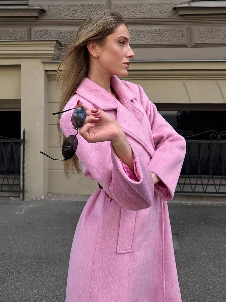 LAPEL BLACK BELT OVERCOAT