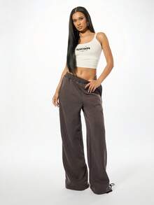 SUMWON WOMEN Halloween Baumwolle Oversized Schnürdetail Jogginghose mit seitlichem Kontrast Jogginghose für lässige Freizeitkleidung