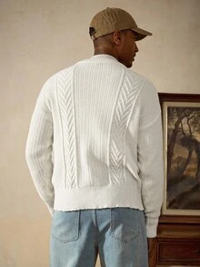 Manfinity Homme Suéter Casual de Gola Careca de Manga Longa e Cor Sólida, Outono/Inverno