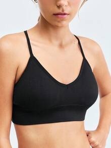 Áo ngực thể thao hở lưng không dây LOUNGEISTA 1 mảnh dệt kim liền mạch gợi cảm dành cho nữ - màu đen - Xem 7