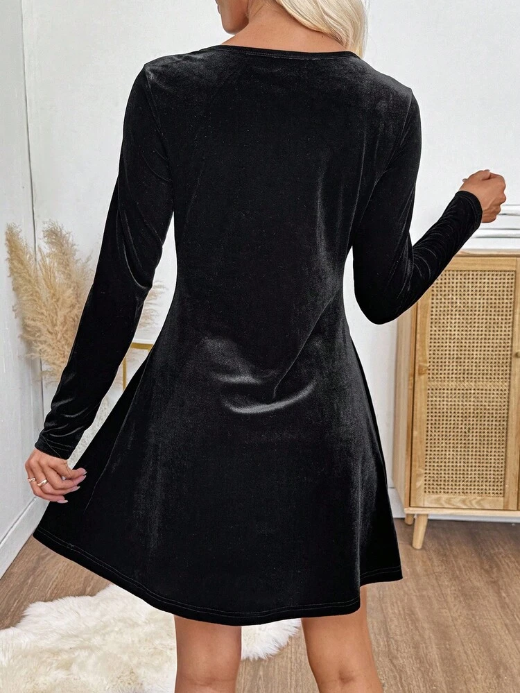Women's Elegant Pearl Embellished Mini Dress
