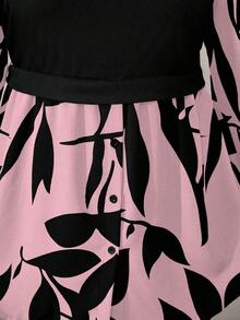 EMERY ROSE Áo len dệt kim họa tiết hoa chắp vá cỡ lớn dành cho nữ, Thu/Đông - Bụi hồng - Xem 4