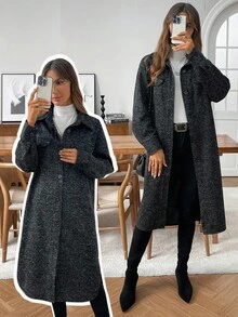 EMERY ROSE Women's Fashion Business Casual Mid-Length Regular Jackets For Women Long Coat Long Coats For Women Winter Clothes For Women Cardigan Long Long Jacket For Women Fall Clothes For Women Going Out Outfits