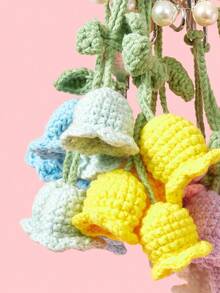 POKOJA LAND 1PC  Lily Of The Valley Keychain 4 Flowers Pearl Chain Crochet Bag Charm Korean Style Ins Aesthetic Cute Handmade Gift Spring Summer Accessory Unique - Multicolor - View 3