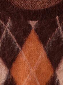 Franclia 提花复古菱形图案撞色宽松针织大码套头衫女秋季毛衣女棕色毛衣棕色毛衣女菱形毛衣棕色菱形毛衣 - 棕色 - 查看 6