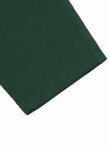 Manfinity Mode 男士休闲简约通勤商务斜口袋纯色长裤 - 墨綠色 - 查看 8