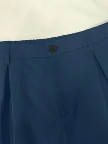 SHEIN PETITE 大码百褶百搭办公裤