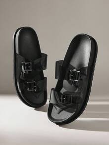 Solecia 2025 夏季新款绑带时尚百搭黑色罗马凉鞋，舒适软底防滑沙滩鞋 - 黑色 - 查看 3