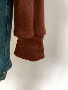 EgrlEra Áo nỉ trùm đầu bằng lông nhân tạo chắp vá màu đen dành cho nữ - Rỉ Nâu - Xem 3